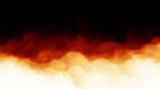 Isolated fire and smoke overlay effect on black background with light motion, sparks and heat haze
