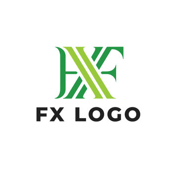 Modern Minimalist FX Logo Design on Clean White Background with Vibrant Green Accent, Stylized FX logo with sleek green gradient on plain white backdrop, minimalist design.