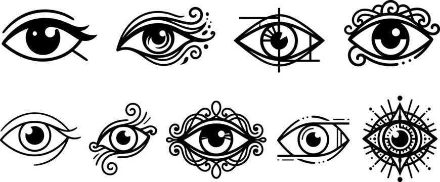 Eyes with decorative and mystical designs