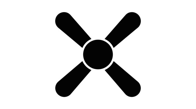 Black Cross Shape with Rounded Arms and Central Circle.