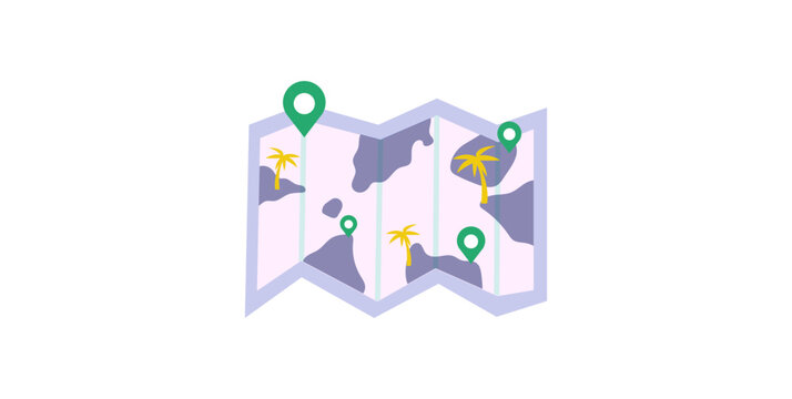 Folded Travel Map Illustration &ndash; Navigation Route Vacation 