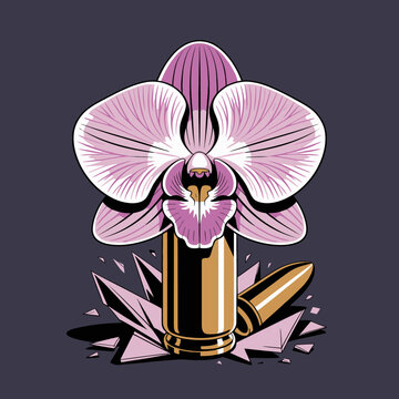 Pink Orchid Growing Out Bullet Casing.