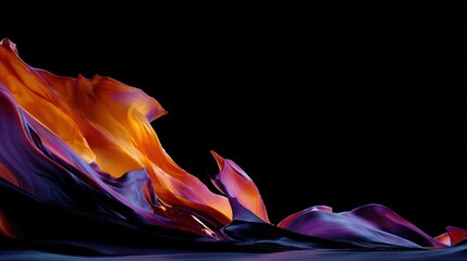 Obraz premium Flowing colorful fabric billows dynamically against a solid black background