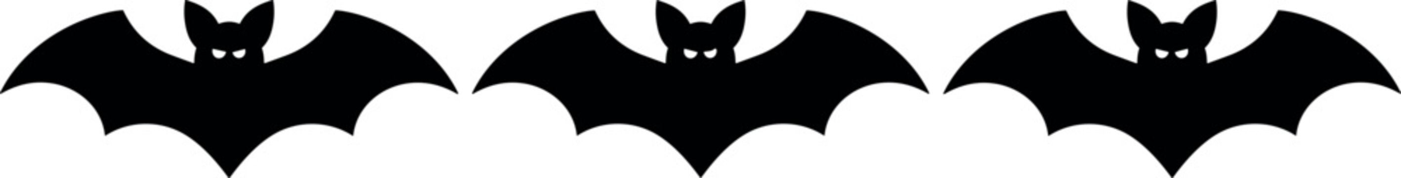 Seamless Halloween bat border vector pattern with spooky black flying bats silhouette for festive party decoration trim