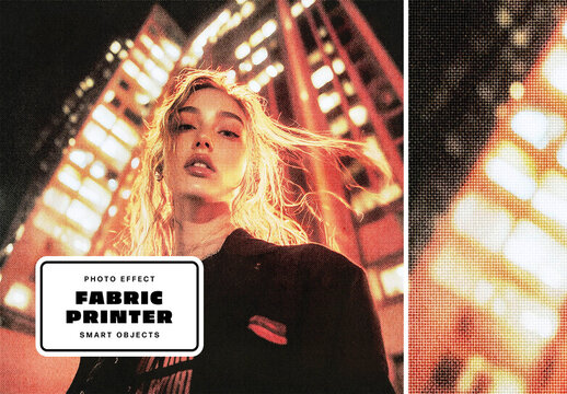 Fabric Printer Photo Effect &ndash; Pattern for Album Cover & Social Media (PSD)