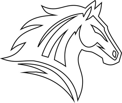 Horse face logo line vector with elegant outline style, perfect for equestrian branding, stable logos, horse farm identity, and luxury sports design.