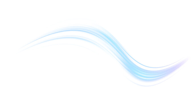 Blue Curved Wave Light Trails On White Background