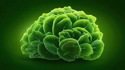 Obraz premium Vibrant green leafy vegetable rests upon a dark green gradient background