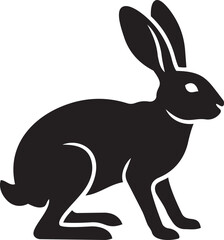 Obraz premium Black silhouette of a rabbit simple vector illustration for nature and animal themes isolated on white background