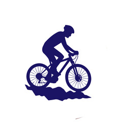 Obraz premium Mountain Bike Rider Silhouette on Rocky Trail Adventure Cycling Vector Illustration