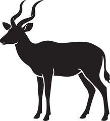 Fototapeta premium Silhouette of a gazelle with long curved horns a simple vector illustration for wildlife or safari themes isolated on a white background