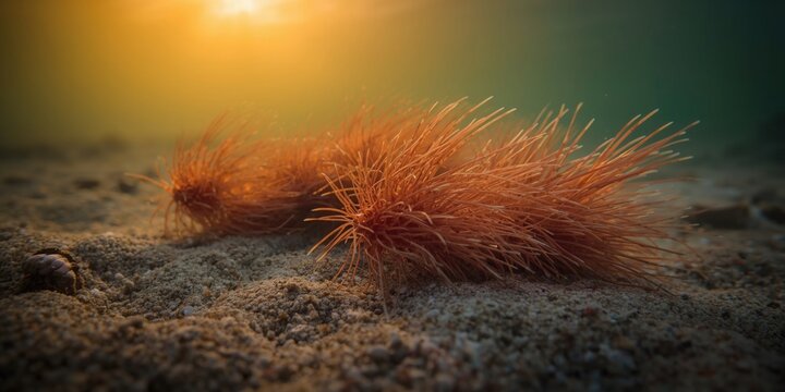 Close underwater photo of Amphinomidae fireworms on seabed while diving