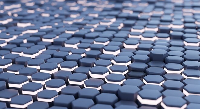 Close-up of blue hexagonal tiles.