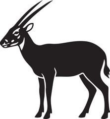 Fototapeta premium Black sable antelope silhouette minimalist vector illustration of a wild animal for nature and safari themes isolated on white background