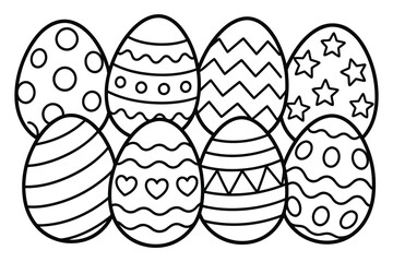 Group of decorated easter eggs for coloring page Vector © BELAL