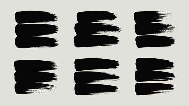 Black hand-drawn brush stroke patterns and abstract shapes
