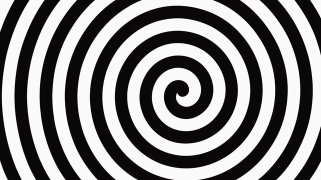 Black and white spiral pattern design with hypnotic optical illusion effect
