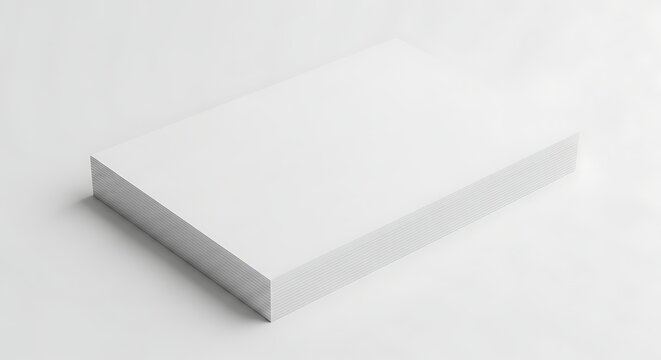 Isolated stack of blank white paper sheets for document printing or corporate stationery mockup template