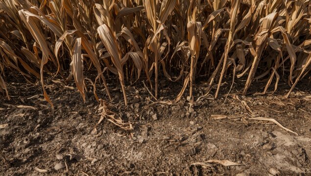 Farm soil drought stress impacting corn crop vitality