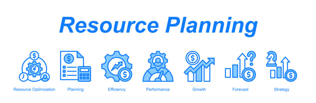 Resource Planning banner web icon vector illustration concept with an icon of Resource Optimization, Planning, Efficiency, Performance, Growth, Forecast, Strategy 