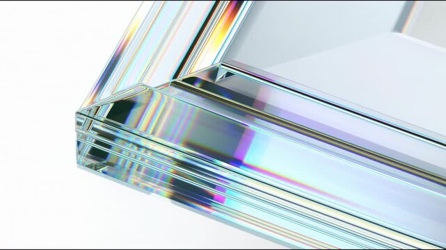 Beveled glass frame with chromatic aberration on off-white background