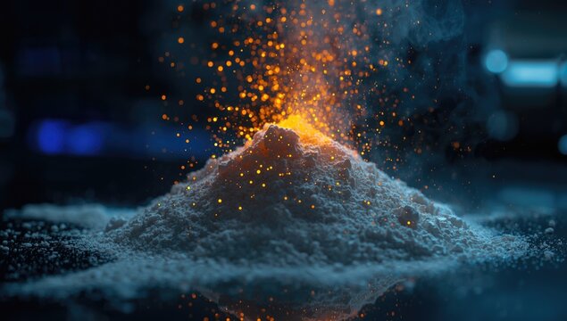 Glowing barium hydroxide powder used in lab for purification and lubricant processes
