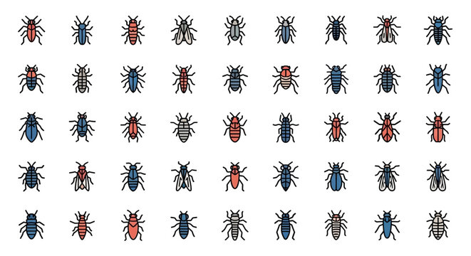 Diverse collection of colorful insect and bug icons.