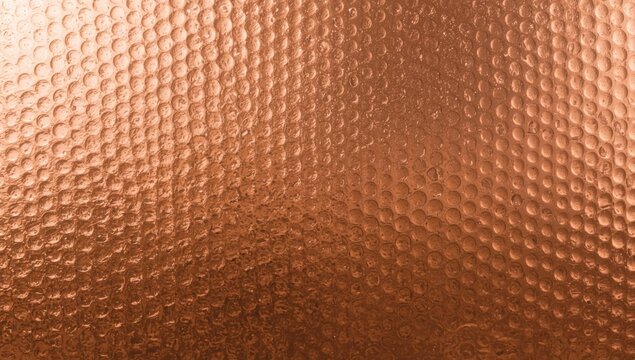 Copper metallic surface with a hammered texture and warm reflective bubbles for design projects