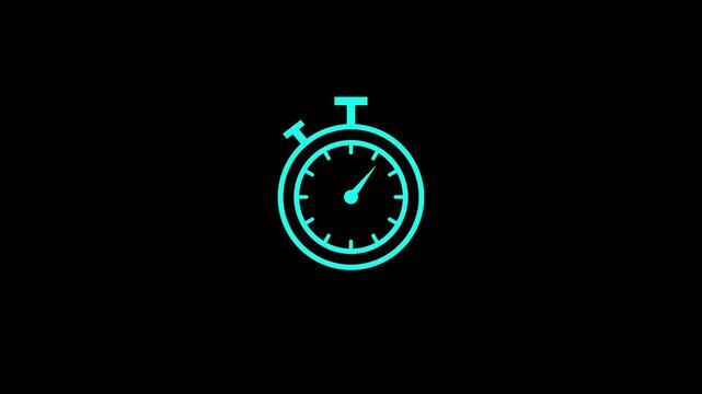 Arrow shows a time interval of minutes graphic animation. Alpha channel. Transparent background motion design. 4K video animation