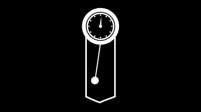 A simple, round clock icon with a minimalistic design. It features a white face, black hour and minute hands, and black hour markers. The icon is encased in a thin black border 4k vieo