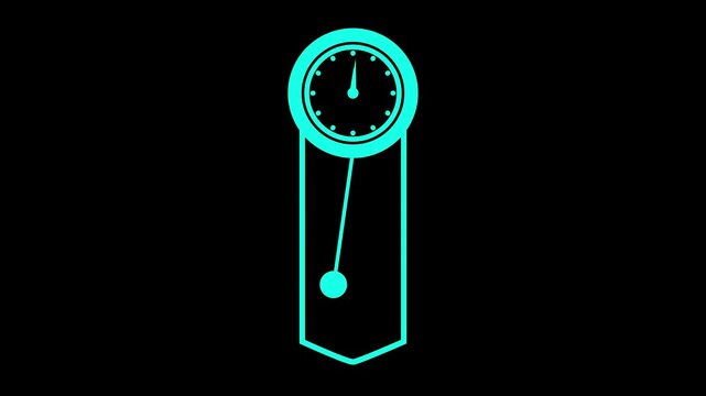 A simple, round clock icon with a minimalistic design. It features a white face, black hour and minute hands, and black hour markers. The icon is encased in a thin black border 4k vieo