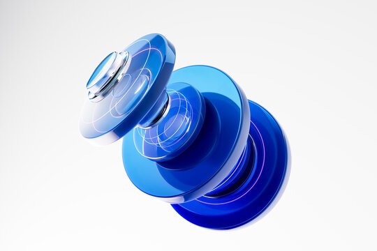 3D blue signal stack with transparent circular discs