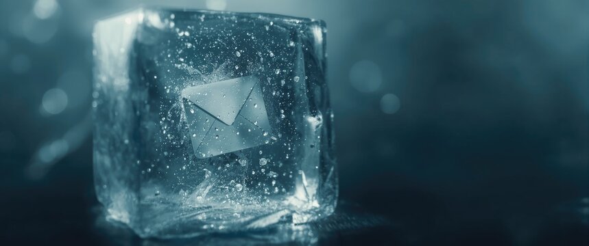 Depiction of a deceptive email surrounded by solid ice