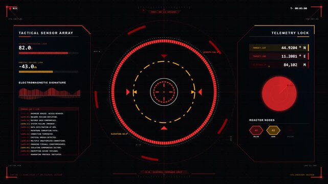 CyberTech FUI: Holographic HUD Critical Alert Widescreen View