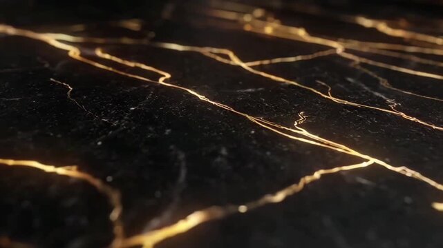 A premium abstract backdrop featuring an elegant black marble texture with glowing gold veins. 