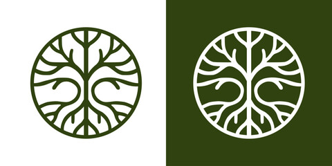 Tree logo icon, Garden plant natural symbols template. Tree of life branch with leaves business sign collection. Vector illustration. © popeye