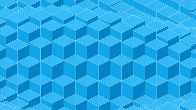 Abstract Blue Isometric Cubes Looping Background for Digital Tech Advertising