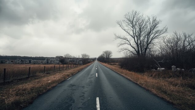 Famine road landscape capturing the harsh realities and historic Irish famine legacy