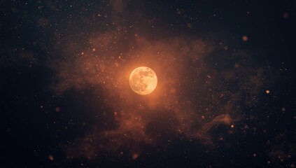 Obraz premium Eid festival sky with a glowing moon and twinkling starry elements