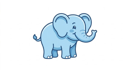 Fototapeta premium Cute cartoon baby elephant with big ears and trunk.