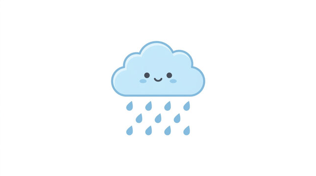Cute cartoon cloud raining with a happy face.