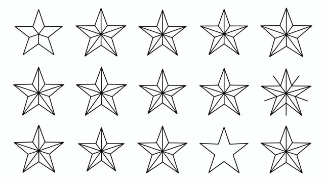Collection of intricate geometric star patterns with intersecting lines and points