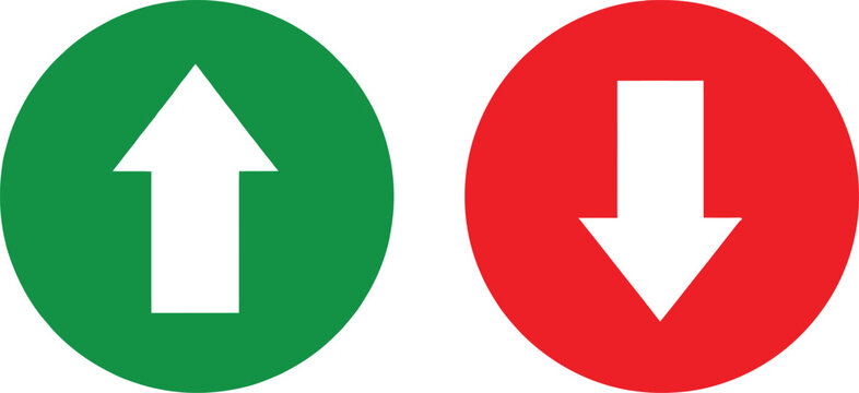 Up and down arrow icons in green and red circles