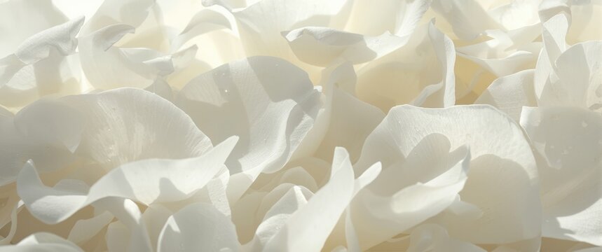 Elegant white Hybrid tea rose petals highlighted in a serene white setting