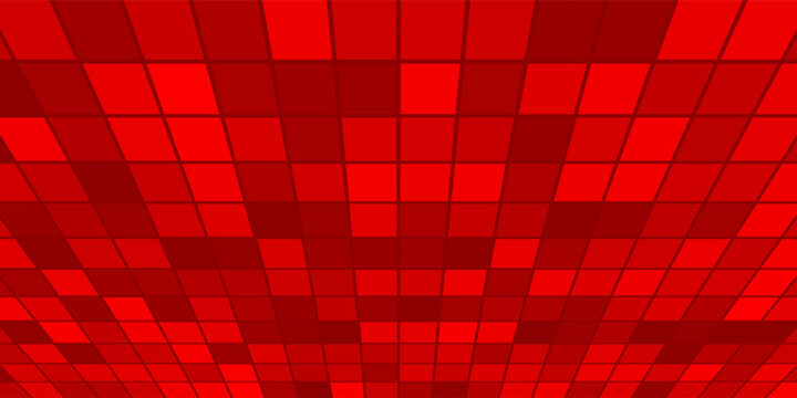 Abstract Red Perspective Tiled Floor Pattern with Geometric Square Grid