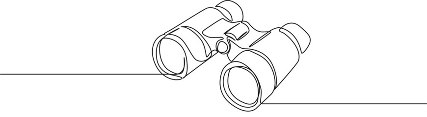 Naklejka premium continuous line drawing of binoculars, line art vector illustration