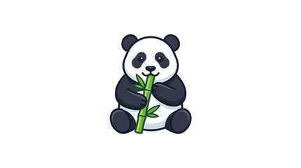 Cute cartoon panda eating bamboo illustration. © Areda