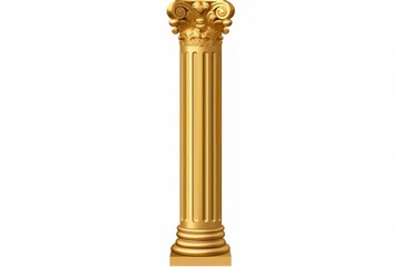 Naklejka premium Golden classical ionic column standing on a white background, representing luxury