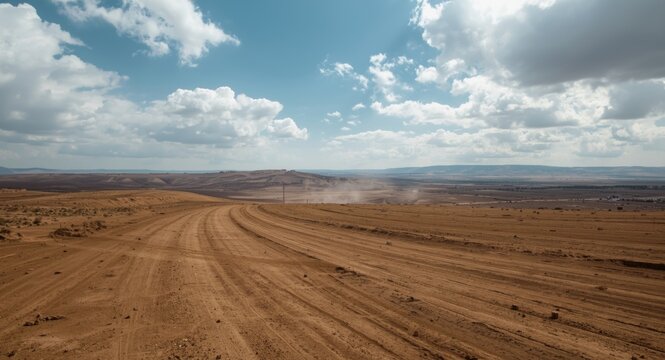 Expansive dirt terrain with rolling hills and cloud filled sky highlighting open land for development potential