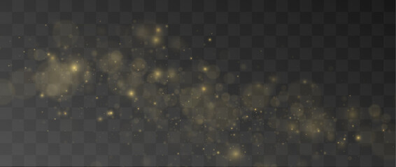 Golden particle dust drifts elegantly through transparent space. Bright luminous sparkles create smooth decorative motion effects. Luxury glitter accents enhance the premium vector design. © lizaveta